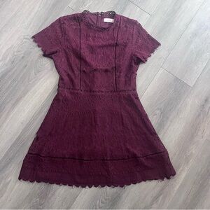 Altar’d State Fit and Flare Lace Dress in Wine Medium